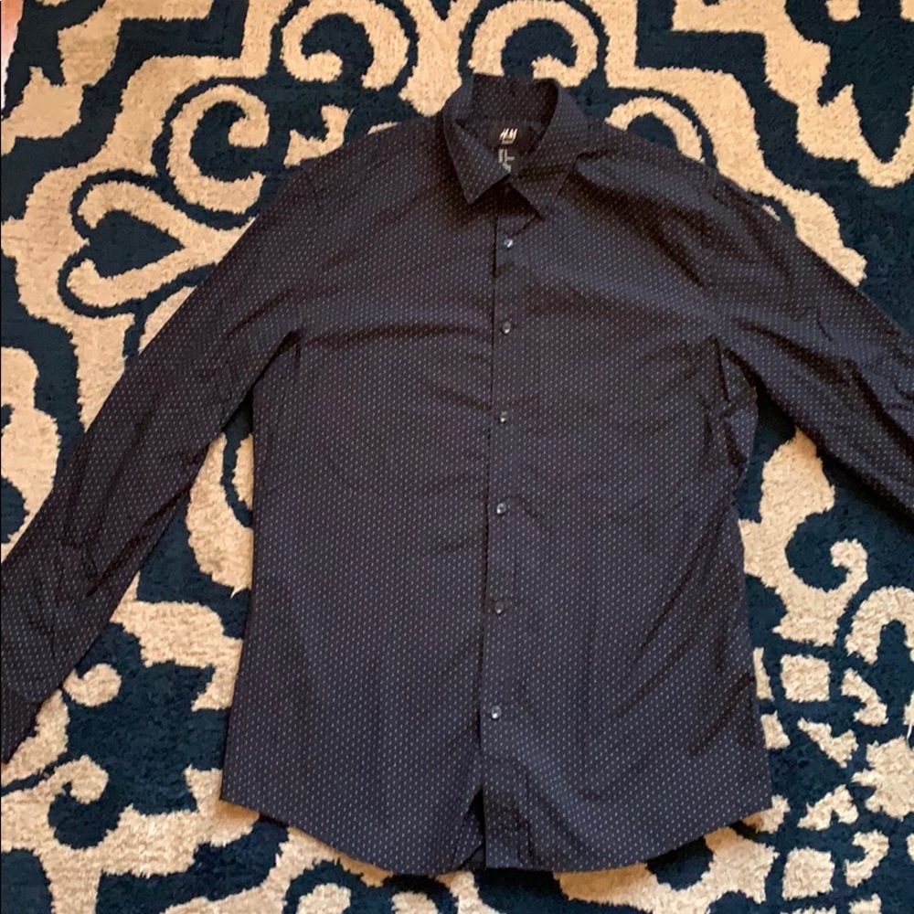 H&M dark navy button up dress shirt